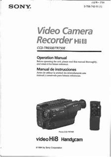 Sony CCD TR 750 E manual. Camera Instructions.